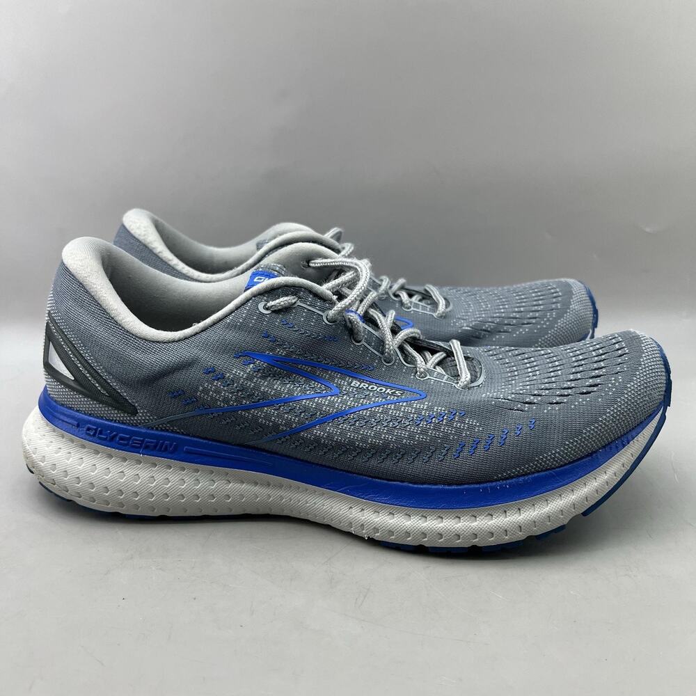 Brooks Glycerin 19 Running Shoes Men Size 10.5 D Gray Blue Mesh Comfort Sneakers
